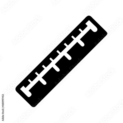 Vector art of black ruler icon, a simple graphic representation of a measuring tool for length and precision in various applications
