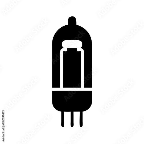 Vector art of black vacuum tube icon, a vintage electronic component used for amplification and signal control in various applications