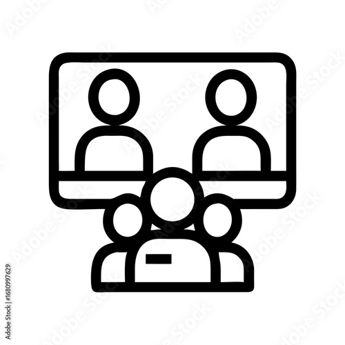 Vector art of online meeting icon showing a group of people in a virtual conference call