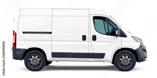 Sleek delivery van icon, side profile, on white background,  transport,  freight