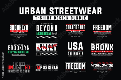 Retro Urban Culture Streetwear Typography Graphic T-Shirt Design Pack