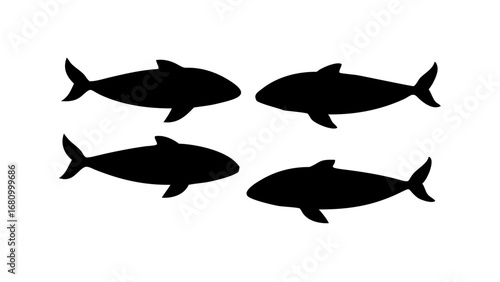 Vector art of silhouette of a school of fish swimming in the ocean, , a simple and minimal vector illustration for marine wildlife design