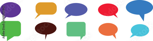 Colourful blank empty speech bubbles for text icon set. colourful pattern of empty different shape speech bubbles. Vector illustration modern banner style. Color banners Vector stock illustration.