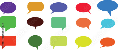 Colourful blank empty speech bubbles for text icon set. colourful pattern of empty different shape speech bubbles. Vector illustration modern banner style. Color banners Vector stock illustration.