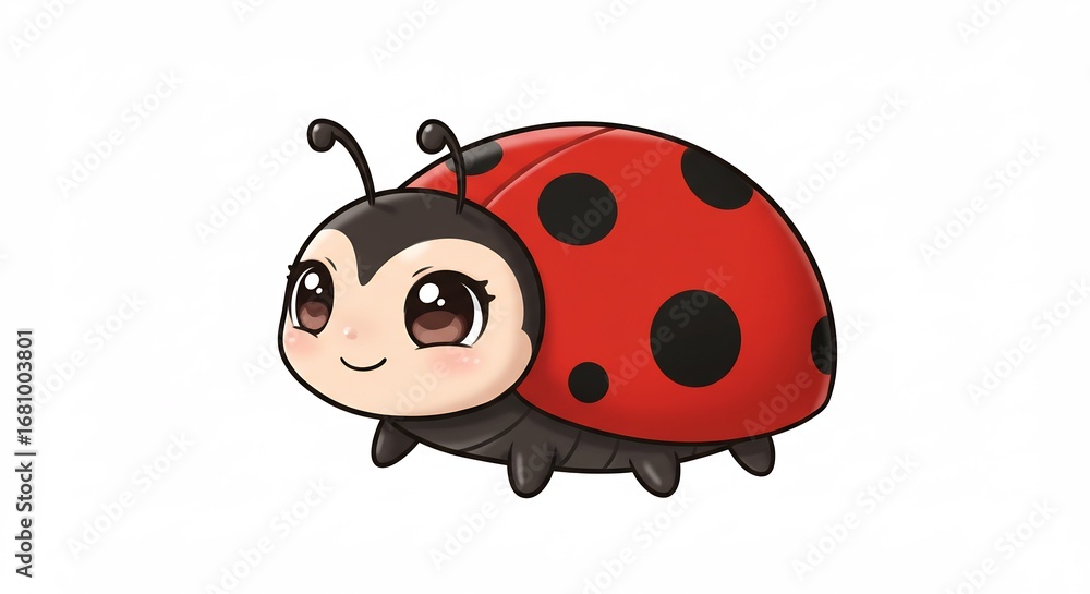 Obraz premium 愛らしいテントウムシ、柔らかな光を浴びて微笑む. AI Generated