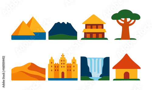 Iconic landmarks and nature set in bold minimalist style