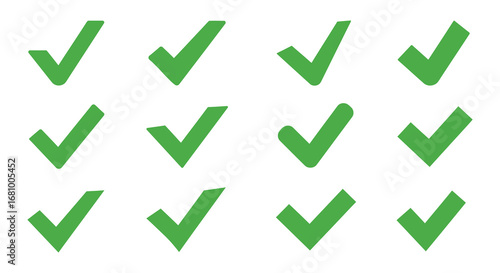 Green checkmarks on a white background