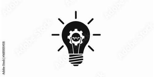 Innovative idea generation concept represented by a lightbulb with a gear inside, symbolizing mechanical engineering and creative solutions