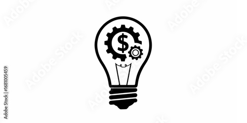 Symbolizing innovation and financial growth, a lightbulb with gears and a dollar sign embodies the fusion of bright ideas and economic prosperity