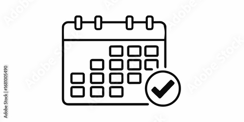 Calendar icon with a check mark, symbolizing a completed task, scheduled event, or important date marked as done