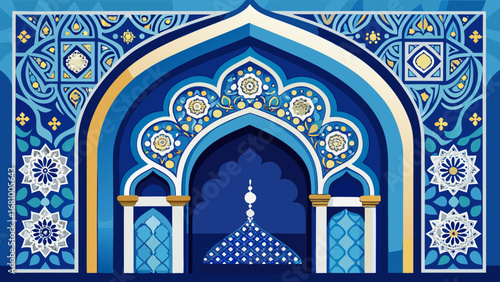 Vector art of elegant islamic design featuring arabesque patterns, geometric motifs, and floral ornaments, ideal for ramadan, eid, and cultural events