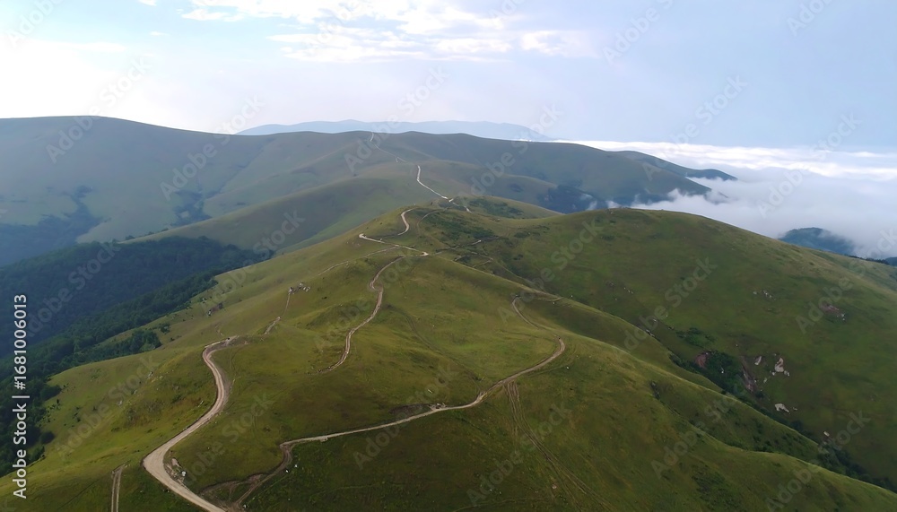 Naklejka premium Rolling hills and winding roads