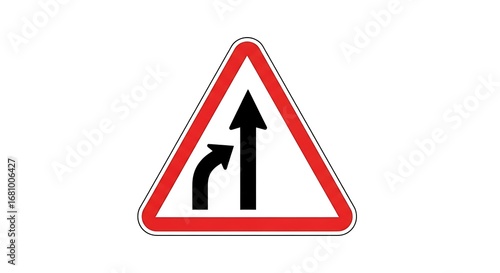 Free Download Merge Left Road Sign Illustration Alerting Drivers to Oncoming Traffic and Intersection, Promoting Safety and Awareness on Highways, Roads, and Transportation Routes - GFXLoad