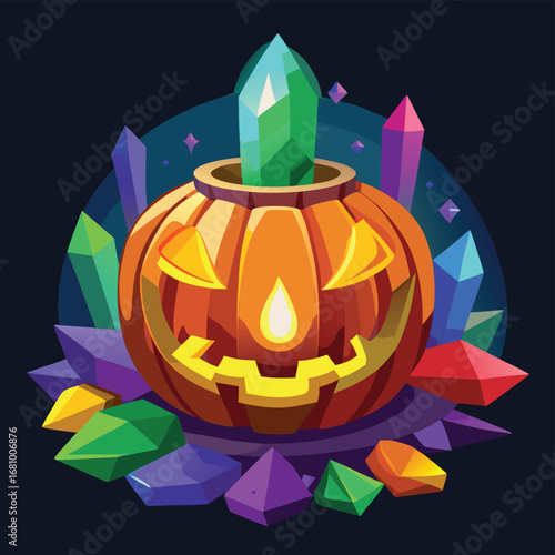 pumpkin lantern with crystal spikes growing out eps