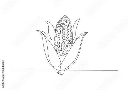 Single Line Drawing of Corn on the Cob
