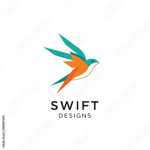Minimal flying bird logo icon representing speed, vision, and forward-thinking brands.