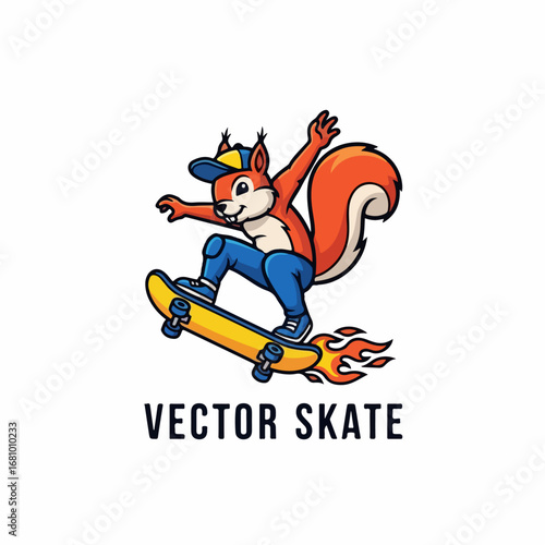 Dynamic Skate Squirrel Illustration with Bold Colors and Playful Attitude