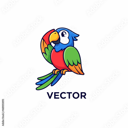 Vector illustration of a colorful bird, the parrot logo