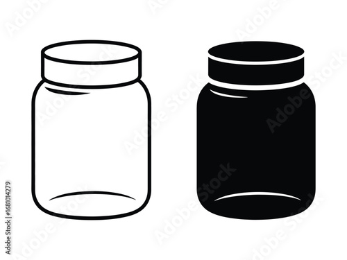Jar or glass container icon set vector. food preserve symbol vector