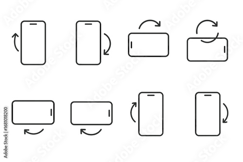 Smartphone screen rotation icons set for portrait and landscape orientation