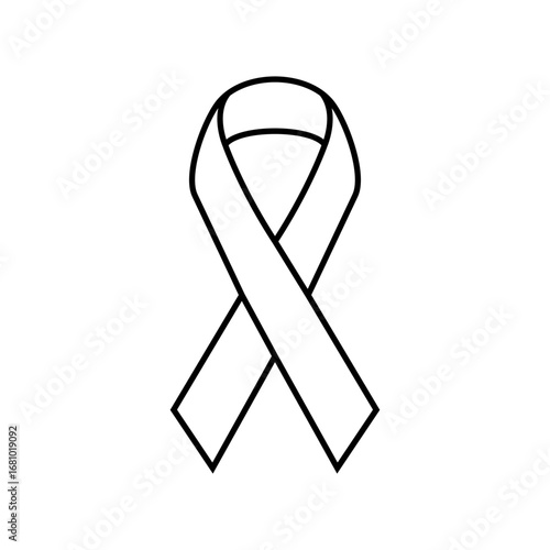 A simple, line-art illustration of a ribbon, often used as a symbol for awareness and support.