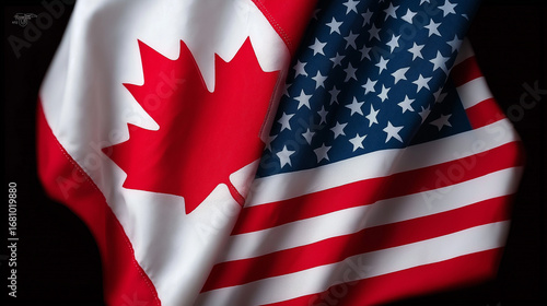 Canada usa flag waving american canadian flags north america relations
