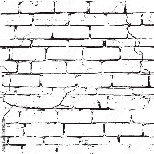 Seamless pattern of a white brick wall with subtle cracks and a clean, weathered texture for classic backgrounds vector illustration