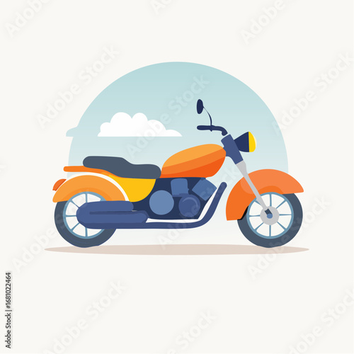 Orange Motorcycle Illustration On White Background