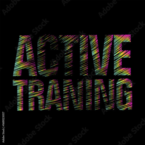 Active Training Text with Colorful Diagonal Line Pattern Effect