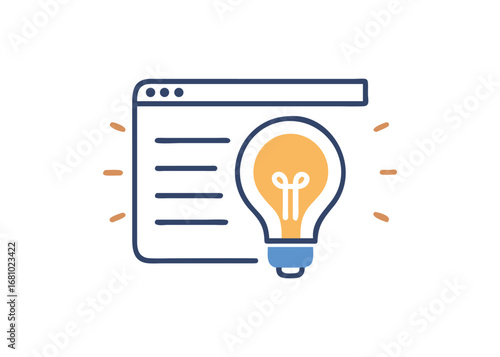 Web Browser Window with Glowing Light Bulb Idea Symbol