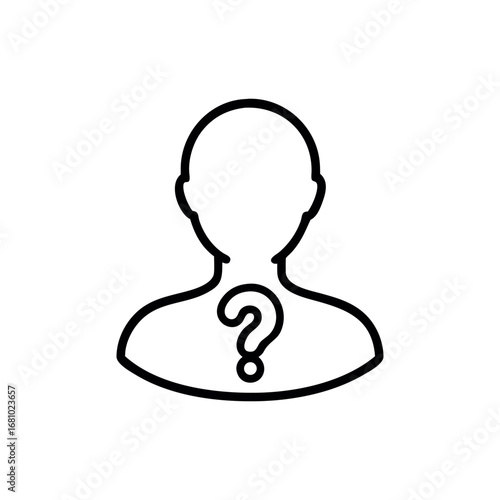 Abstract human outline with question mark inside torso symbol