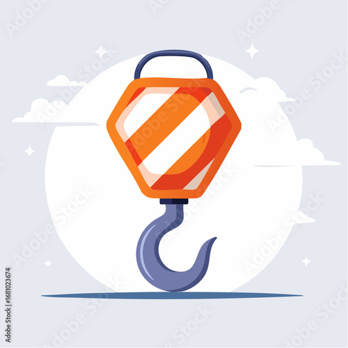 Orange And White Industrial Crane Hook Illustration