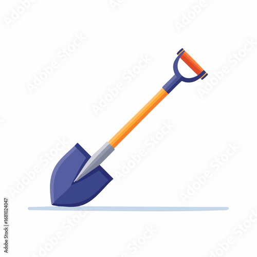 Orange Handle Blue Shovel Illustration