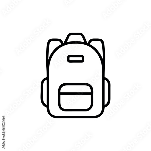 Black Line Drawing of a Backpack on a White Background