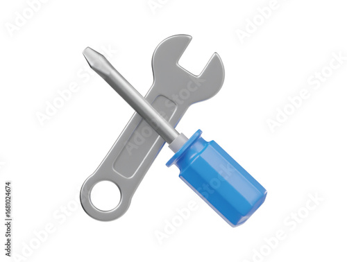 Wrench and screwdriver icon 3d