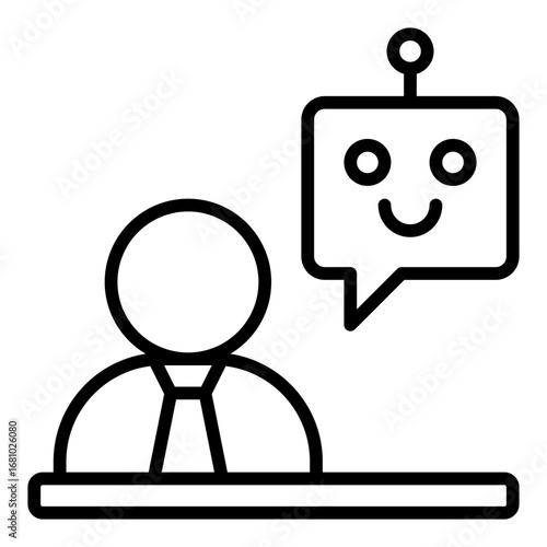 Conversation icon. AI discussion symbol. Virtual chat and customer service collection. Outline icon