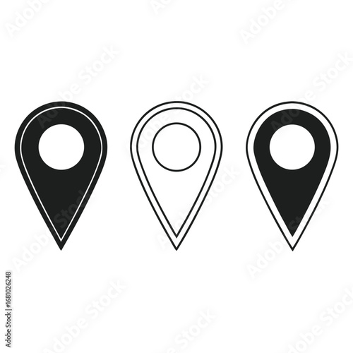 Location pin icons filled and outline marker navigation