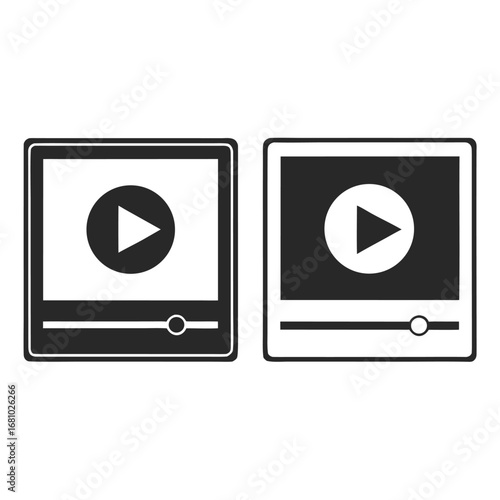Video player icons outline and filled play button media