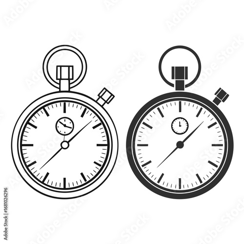 Stopwatch icons outline and filled timer time