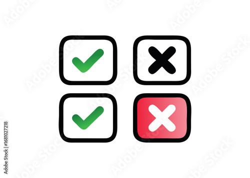 Checkmark and Cross Icons Transparent Background