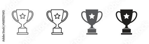 Instantly elevate your designs with these polished trophy icons, perfect for celebrating wins, achievements, and top honors across sports, business, and more.