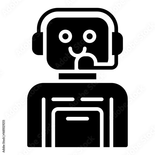Support assistant icon. AI helper symbol. Customer service chatbot and online support collection. Glyph Icon
