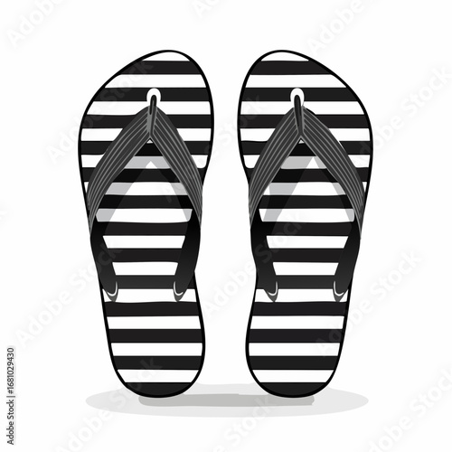 Striped flip flops Vector Image. Black and white Striped flip flops Vector Image isolated on white background
