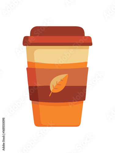 Autumn leaf graphic on coffee cup for seasonal beverage