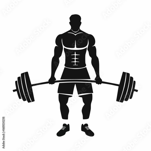 Man Barbell Deadlift image. Silhouette Man Barbell Deadlift Stock Vector on white background.