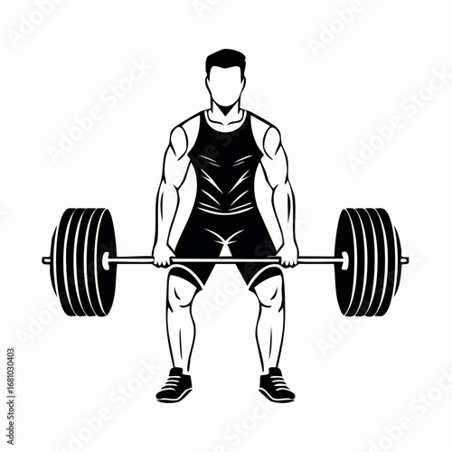 Muscular man doing heavy deadlift exercise image Vector on white background.