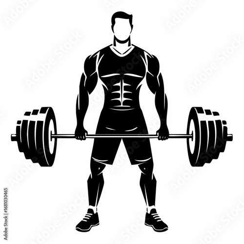 Muscular man doing heavy deadlift exercise image Vector on white background.