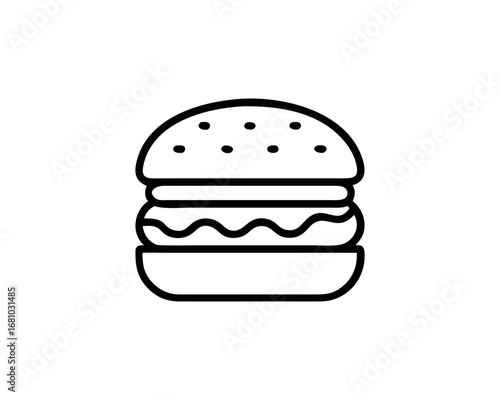 Simple outline graphic of a hamburger on a transparent background