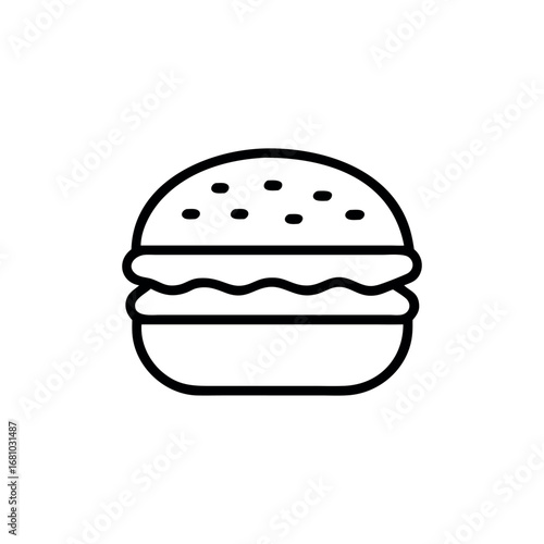 Simple outline burger icon on transparent background