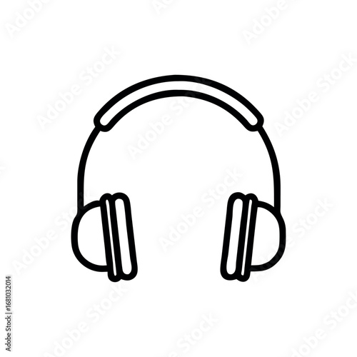 Headphone outline icon for audio and music themes